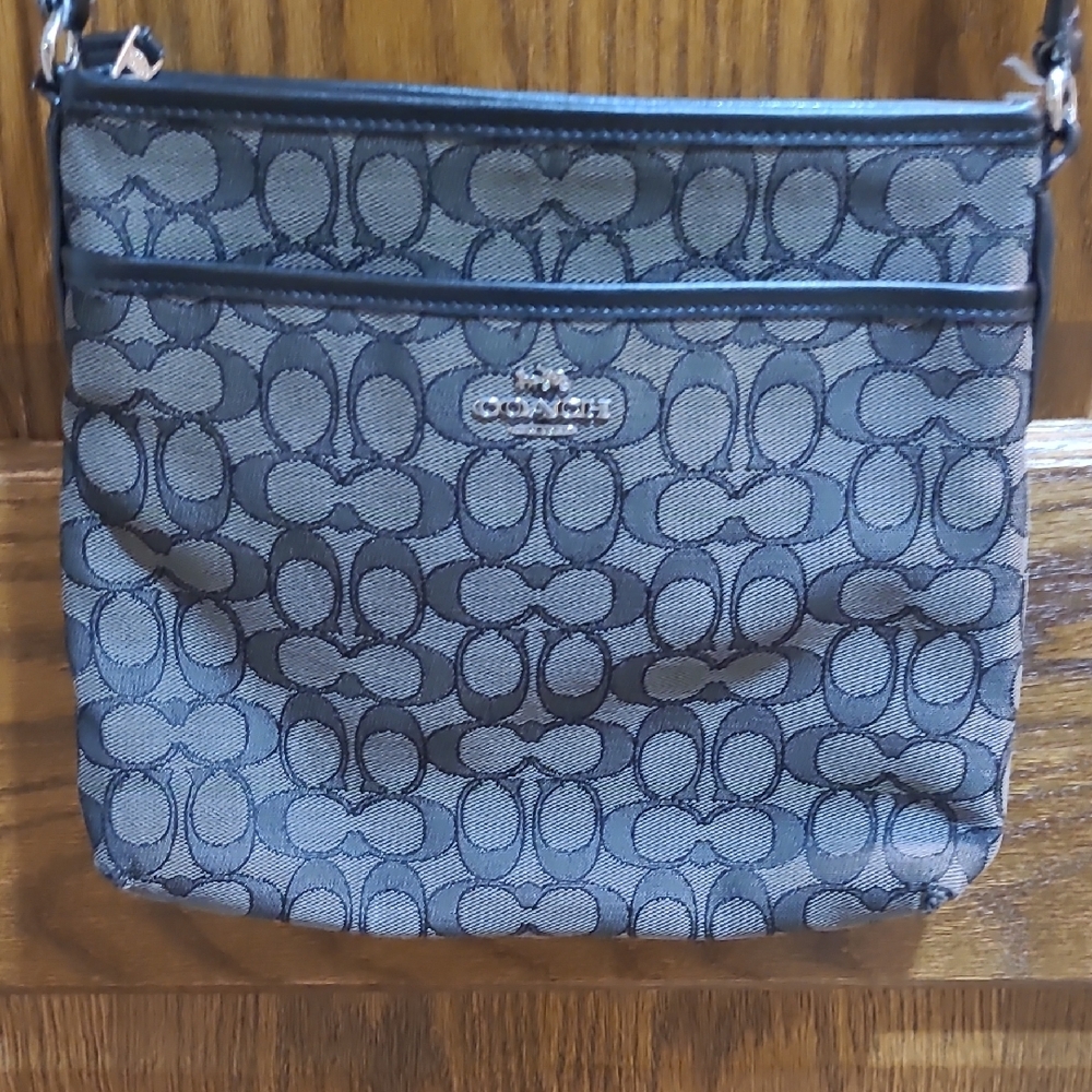 Coach Gray Crossbody Bag with Monogram Pattern